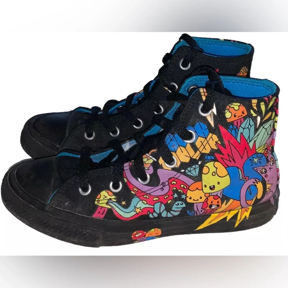 Converse All Star Canvas Hi Top Sneakers Shoes Unisex US 1 Graffiti VGUC (S225N)